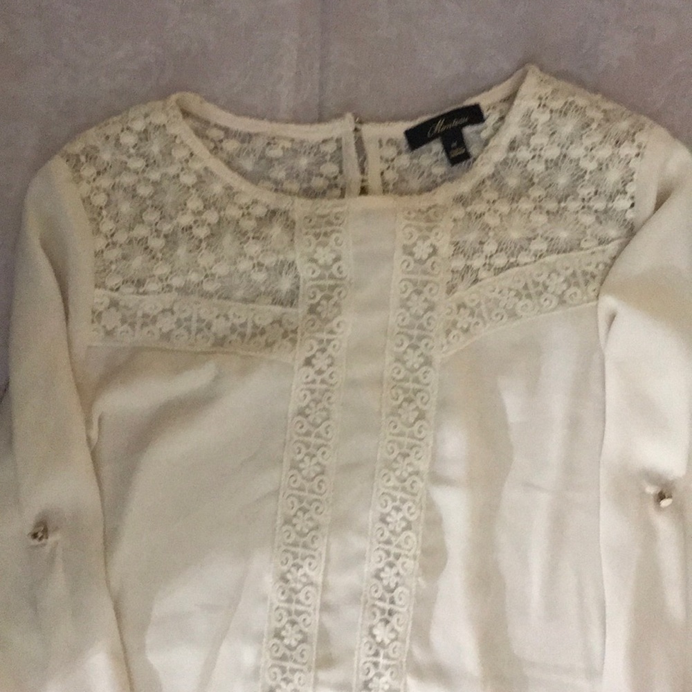 Ivory and Lace Long Sleeve Blouse